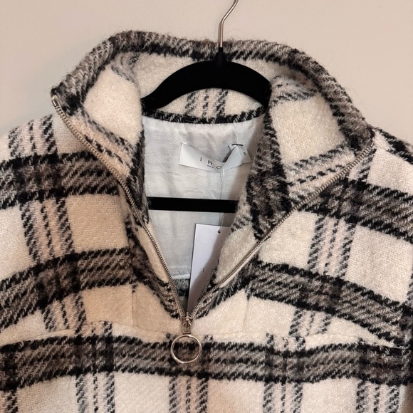 IRO Paris Bika Checked Wool-Blend Half-Zip Sweater Plaid NWT Size 38 - Picture 3 of 16
